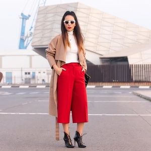 Zara red culottes